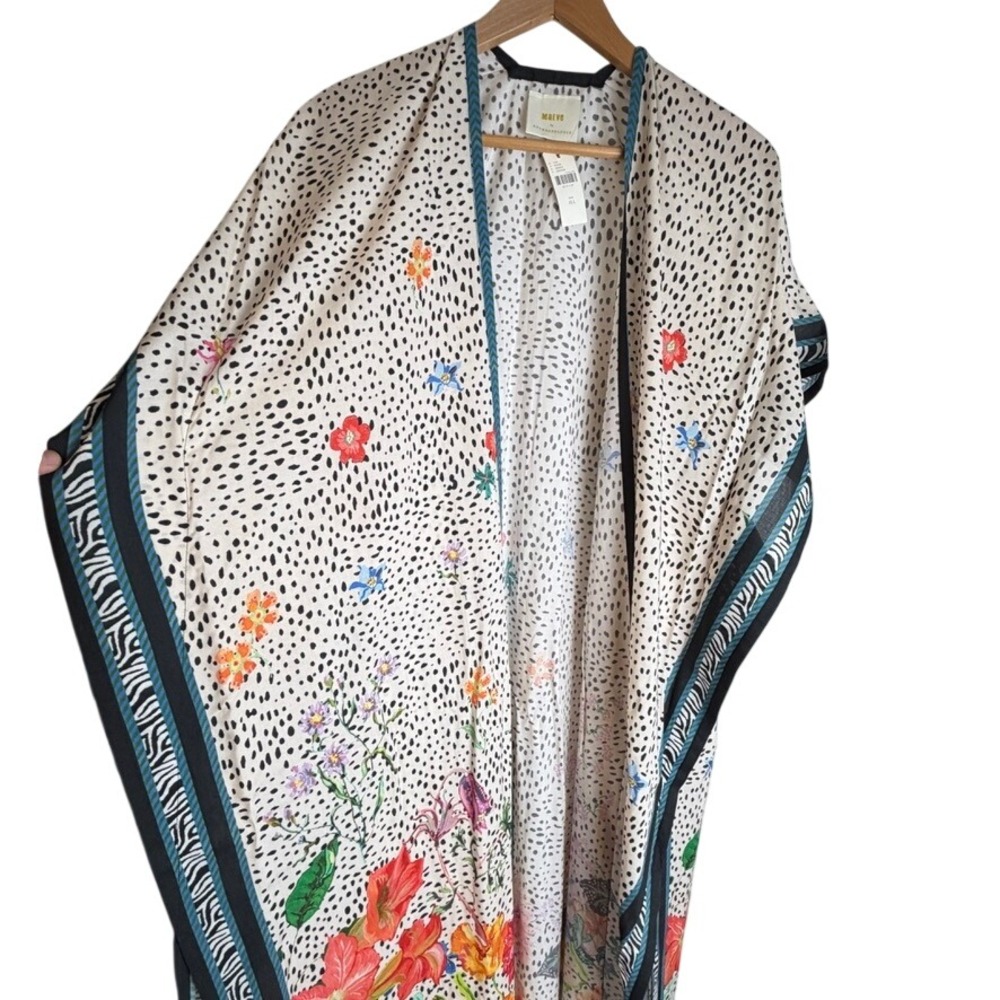 Maeve Anthropologie Women Floral Dot Print Kimono Duster OS Boho Vacation NWT - Picture 3 of 9